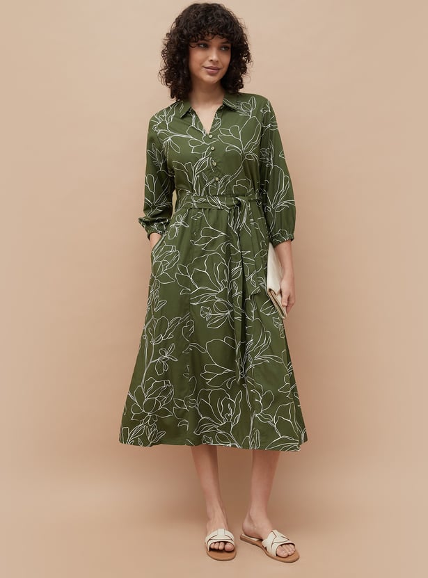 COLOUR ME Floral Print Shirt Dress