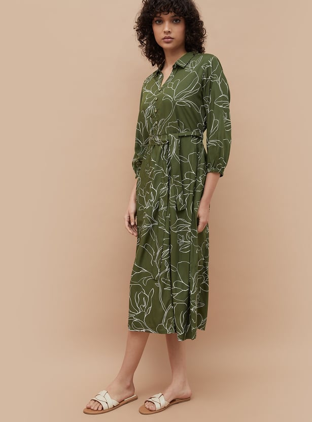 COLOUR ME Floral Print Shirt Dress