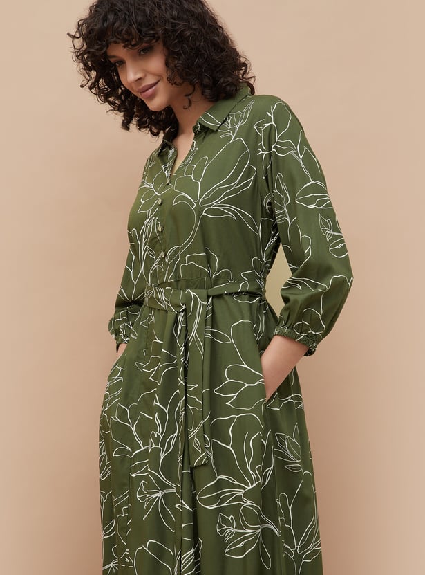 COLOUR ME Floral Print Shirt Dress