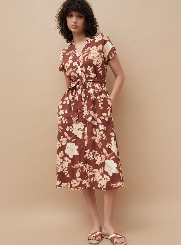 COLOUR ME Floral Print Shirt Dress