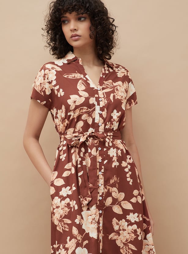 COLOUR ME Floral Print Shirt Dress