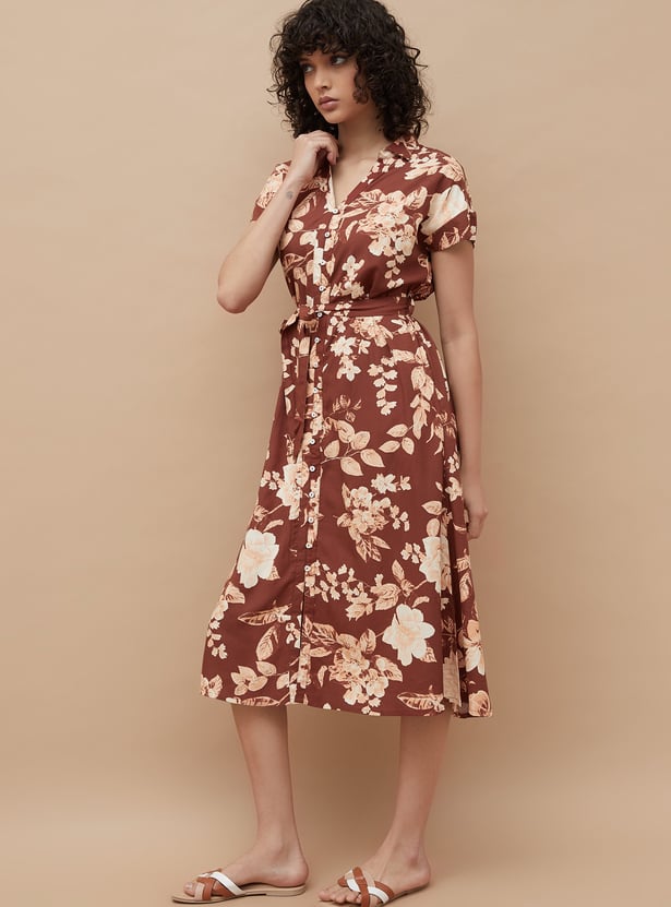 COLOUR ME Floral Print Shirt Dress