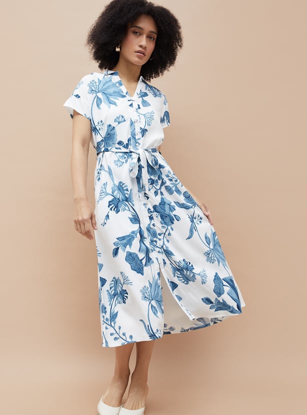 COLOUR ME Floral Print Shirt Dress