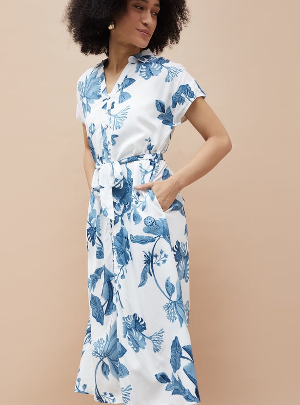 COLOUR ME Floral Print Shirt Dress