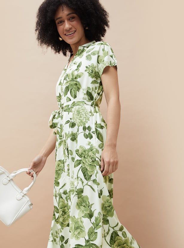 COLOUR ME BY MELANGE Printed Midi Dress