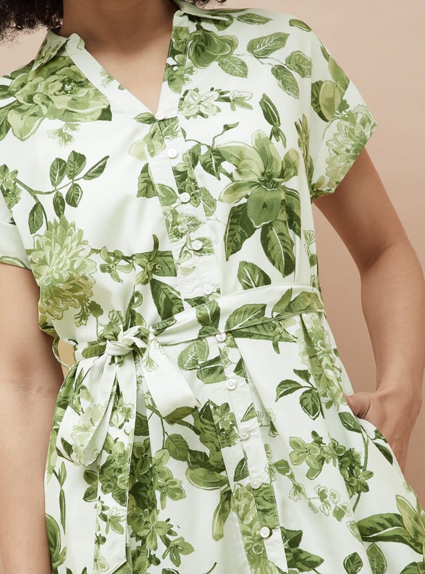 COLOUR ME BY MELANGE Printed Midi Dress