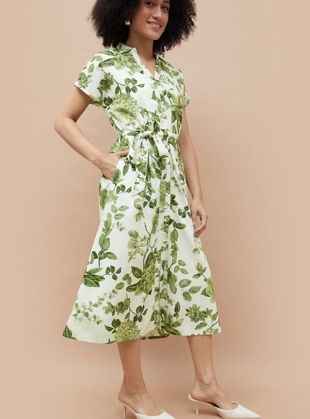 COLOUR ME BY MELANGE Printed Midi Dress