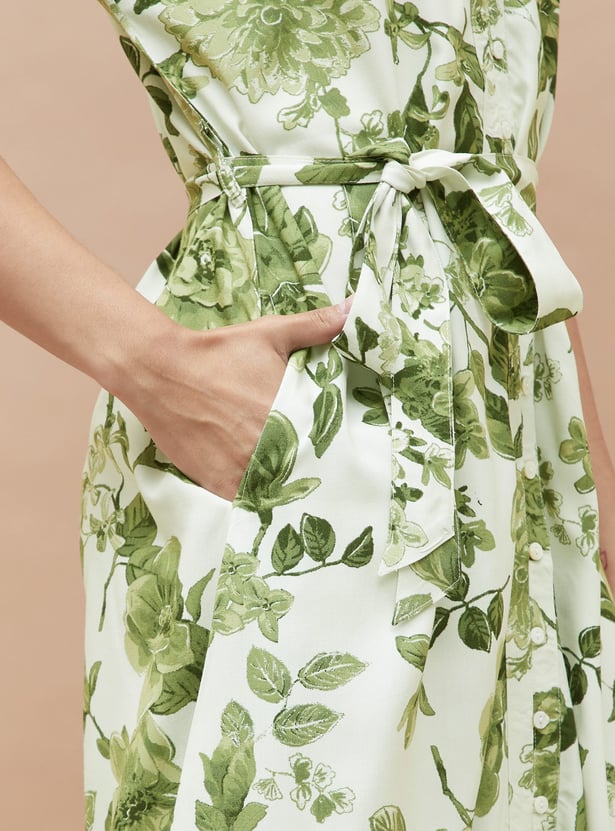 COLOUR ME BY MELANGE Printed Midi Dress