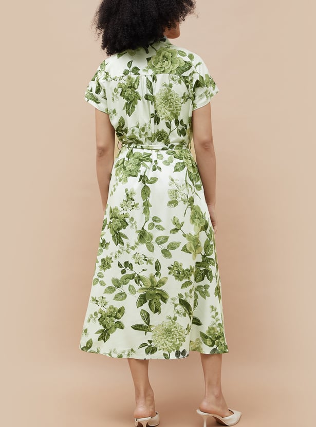 COLOUR ME BY MELANGE Printed Midi Dress