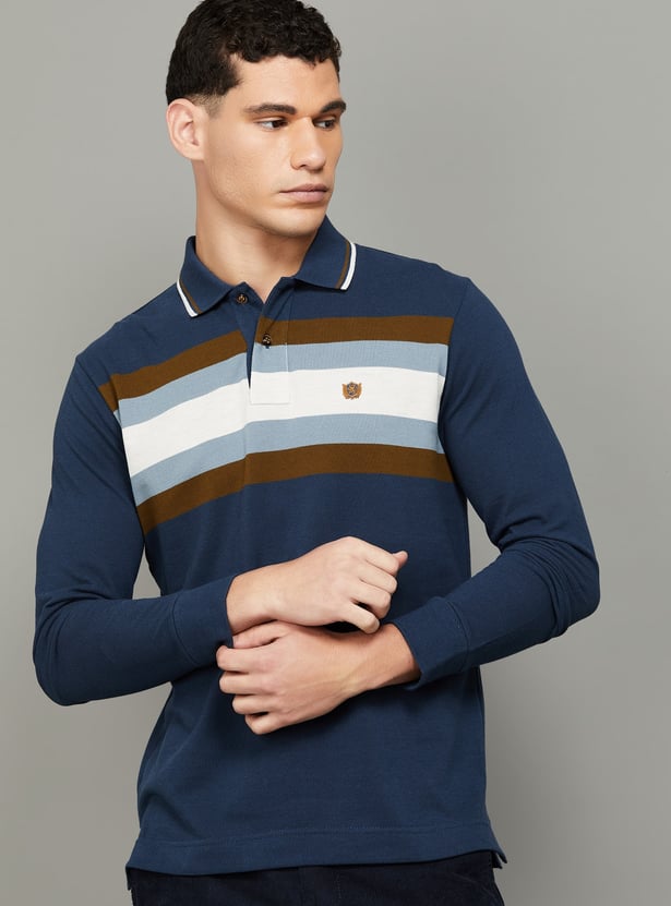 FAHRENHEIT Striped Polo T-shirt