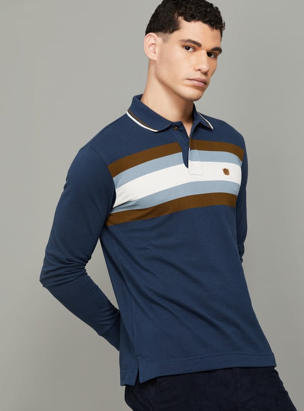 FAHRENHEIT Striped Polo T-shirt