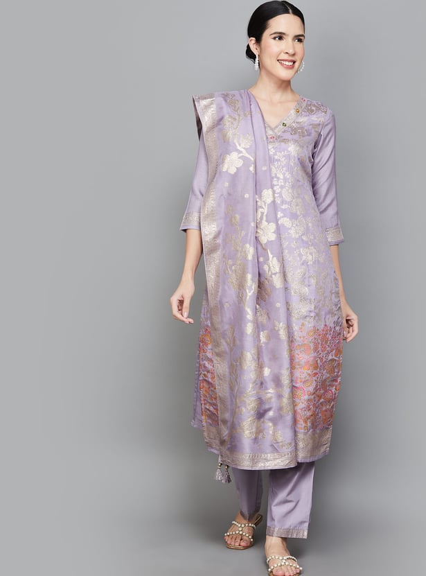 LIBAS Woven Straight Kurta Set