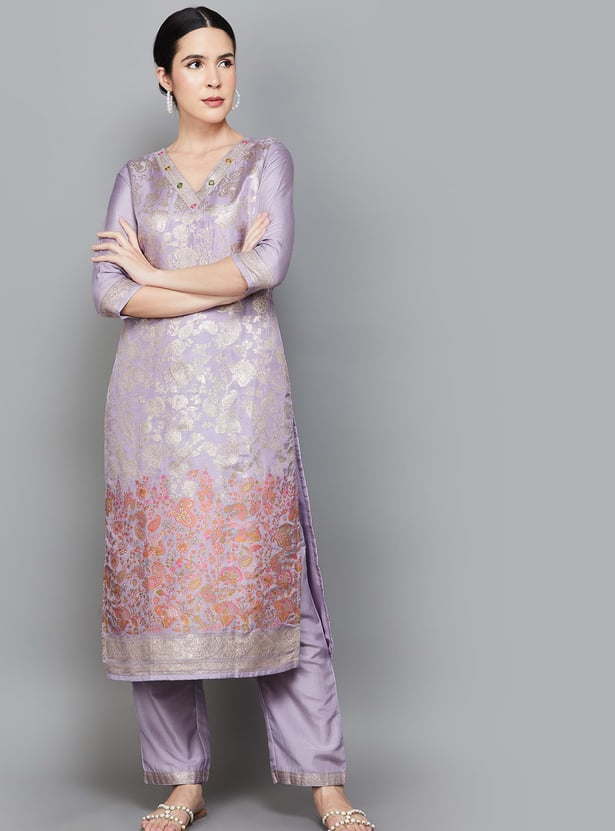 LIBAS Woven Straight Kurta Set
