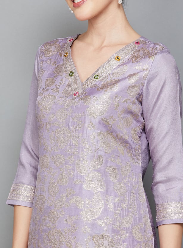 LIBAS Woven Straight Kurta Set