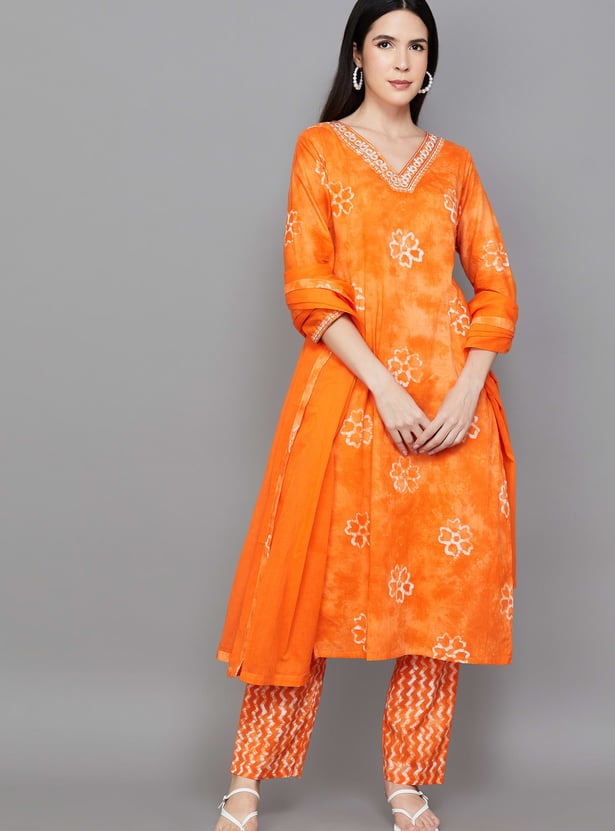 LIBAS Floral Print Straight Kurta Set