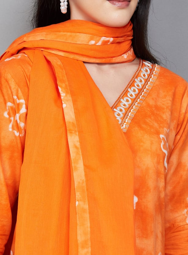 LIBAS Floral Print Straight Kurta Set