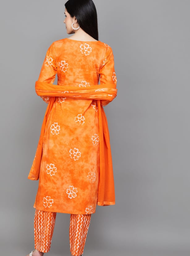 LIBAS Floral Print Straight Kurta Set