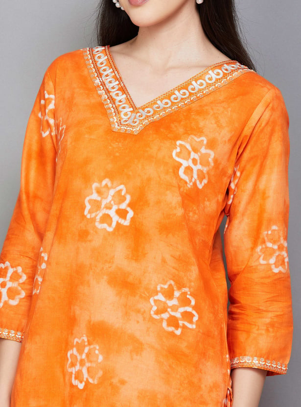 LIBAS Floral Print Straight Kurta Set