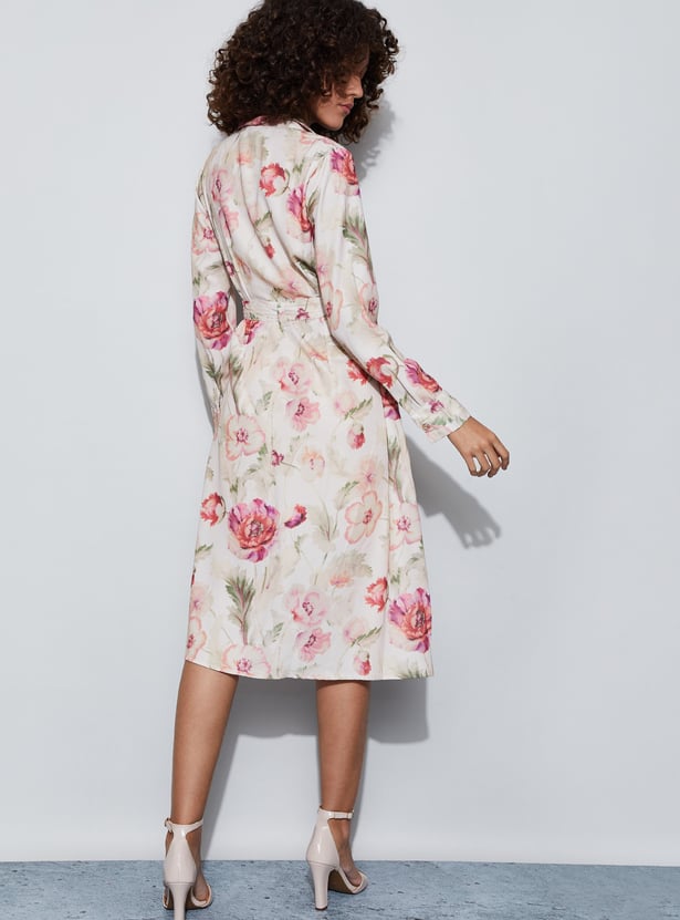 CODE Floral Print Shirt Dress with Belt