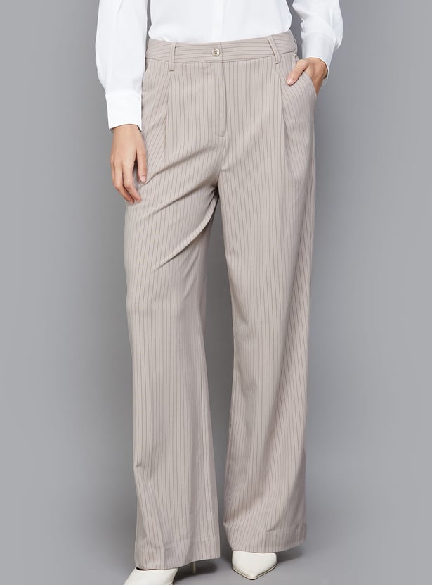 VAN HEUSEN Striped Wide Leg Trousers