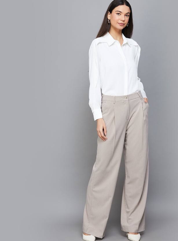 VAN HEUSEN Striped Wide Leg Trousers