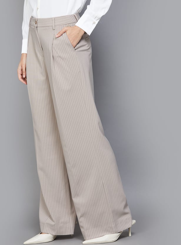 VAN HEUSEN Striped Wide Leg Trousers