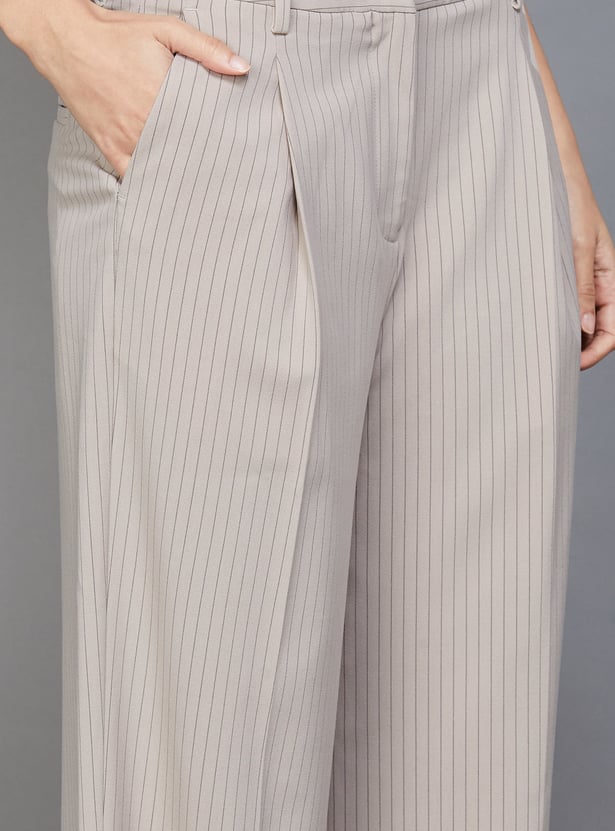 VAN HEUSEN Striped Wide Leg Trousers