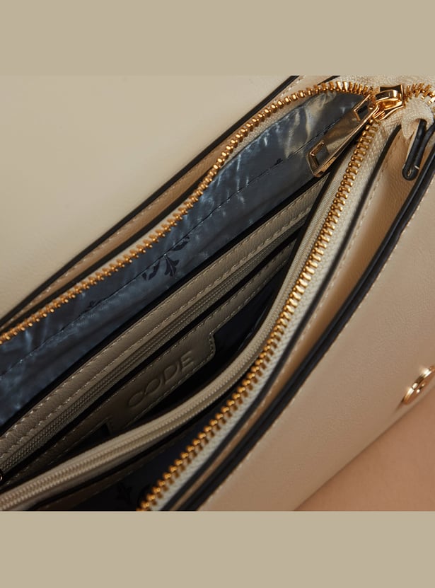 CODE Woven-Detailed Handheld Bag