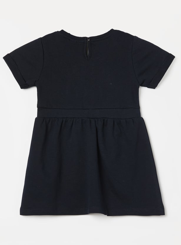 JUNIORS Girls Stitch Sequinned Fit & Flare Dress