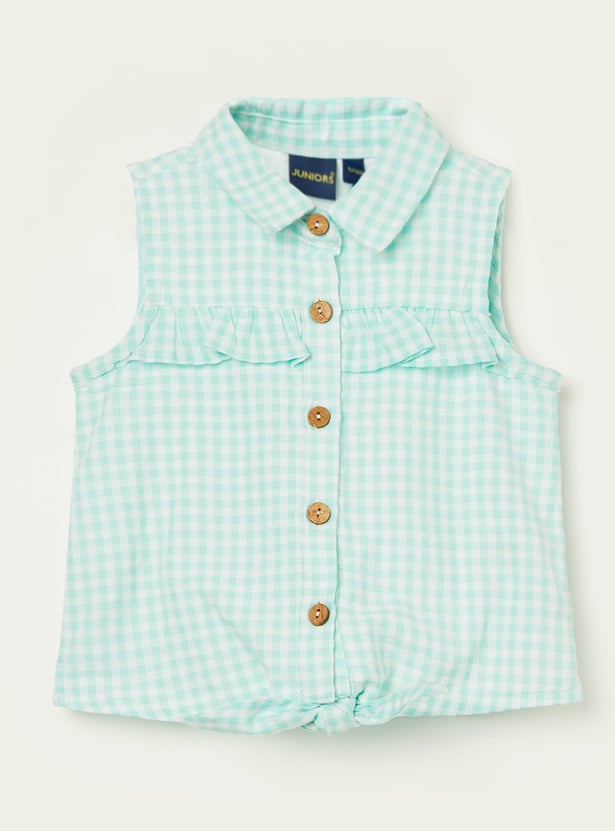 JUNIORS Girls Checked Top with Shorts Set