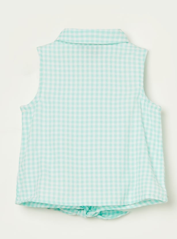 JUNIORS Girls Checked Top with Shorts Set