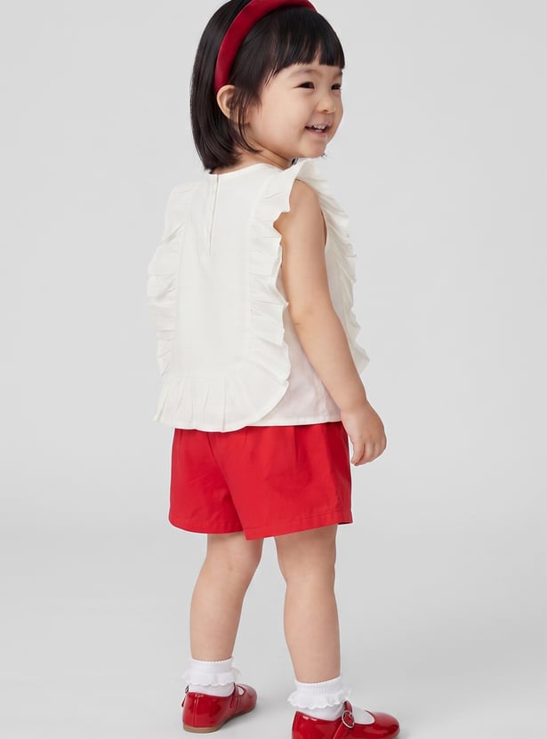 JUNIORS Embroidered Top with Shorts Set
