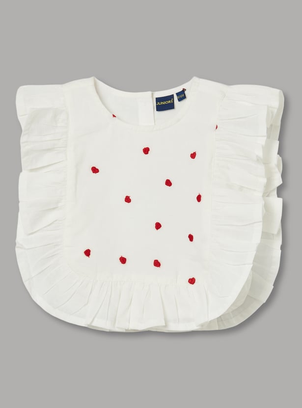 JUNIORS Embroidered Top with Shorts Set