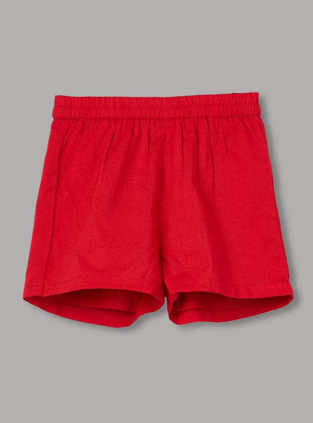 JUNIORS Embroidered Top with Shorts Set