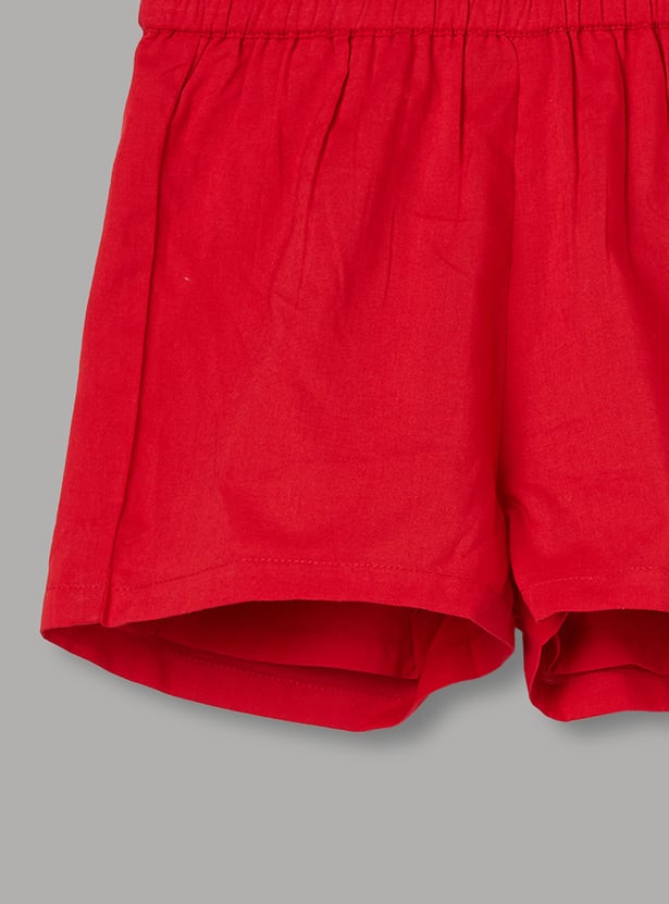 JUNIORS Embroidered Top with Shorts Set