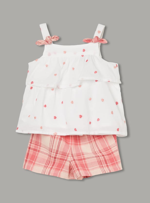 JUNIORS Girls Embroidered Top with Shorts