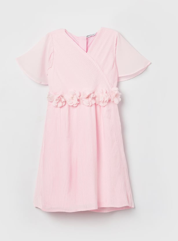 FAME FOREVER Girls Flower Detailed Wrap Dress