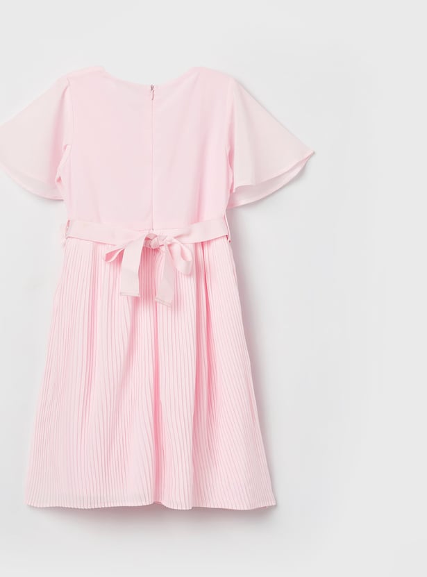 FAME FOREVER Girls Flower Detailed Wrap Dress