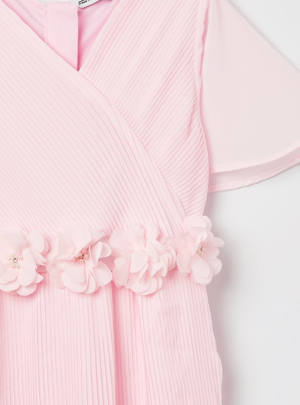 FAME FOREVER Girls Flower Detailed Wrap Dress