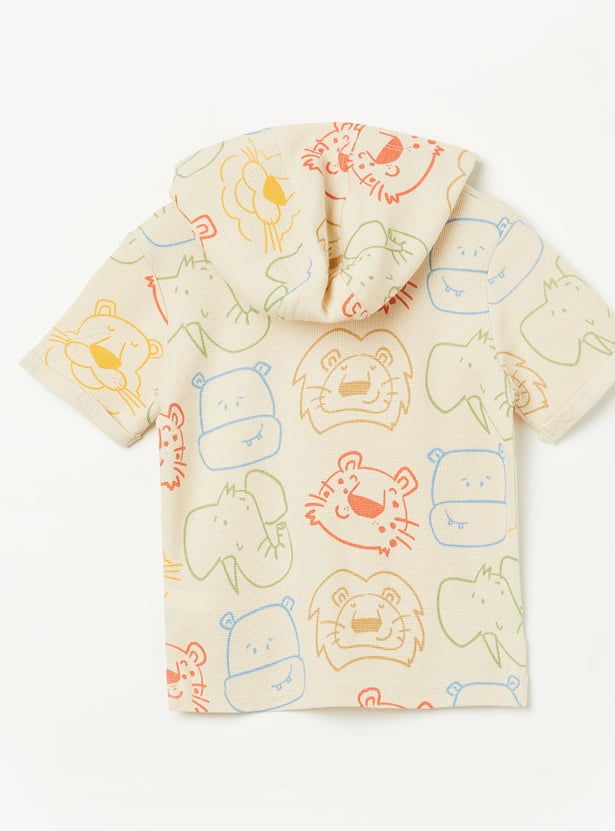 JUNIORS Boys Animal Print Hooded T-shirt