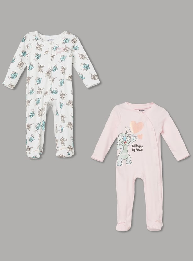 JUNIOR BABY Girls Printed Sleepsuits - Pack of 2