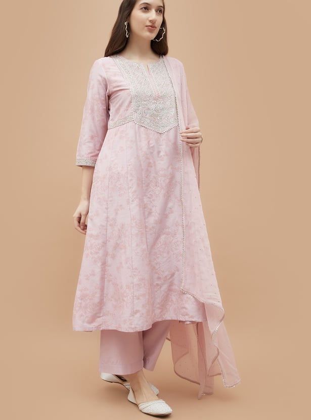 MELANGE Floral Print Kalidar Kurta Set
