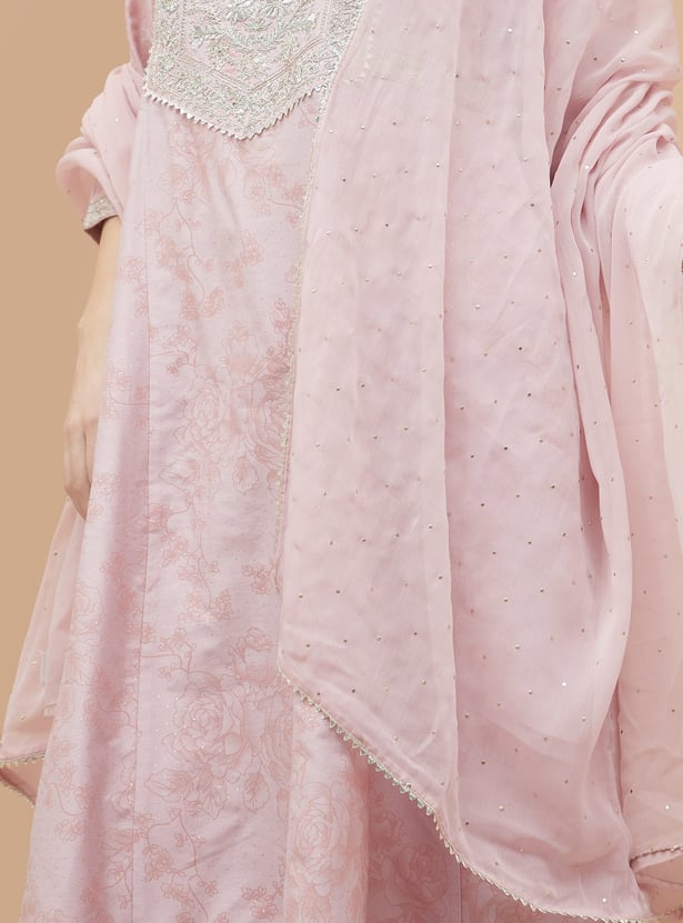 MELANGE Floral Print Kalidar Kurta Set