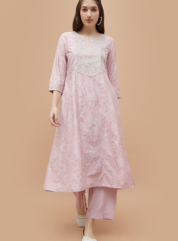 MELANGE Floral Print Kalidar Kurta Set