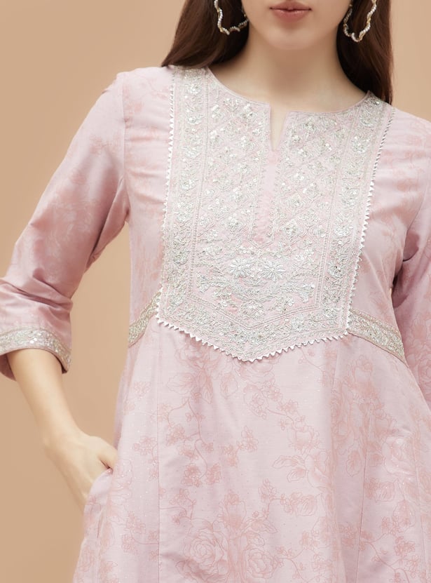 MELANGE Floral Print Kalidar Kurta Set