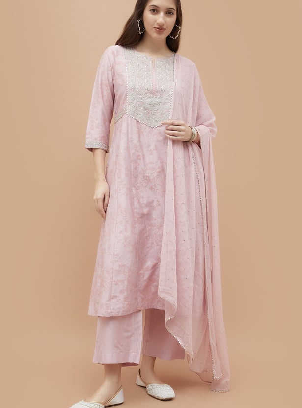MELANGE Floral Print Kalidar Kurta Set