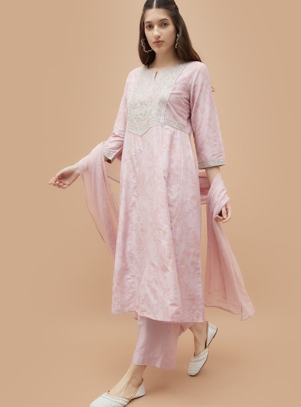 MELANGE Floral Print Kalidar Kurta Set