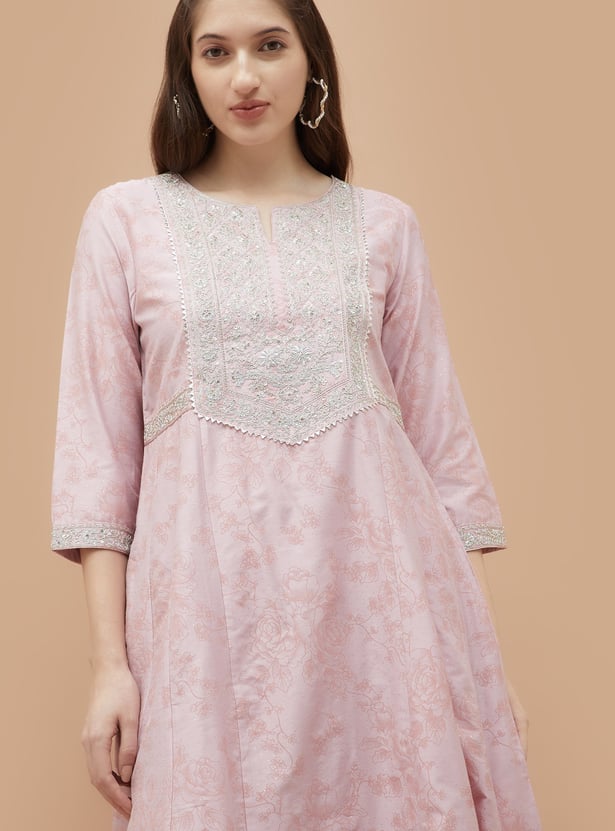 MELANGE Floral Print Kalidar Kurta Set
