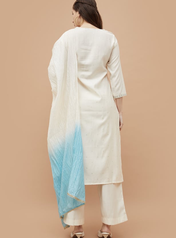 MELANGE Embroidered Straight Kurta Set