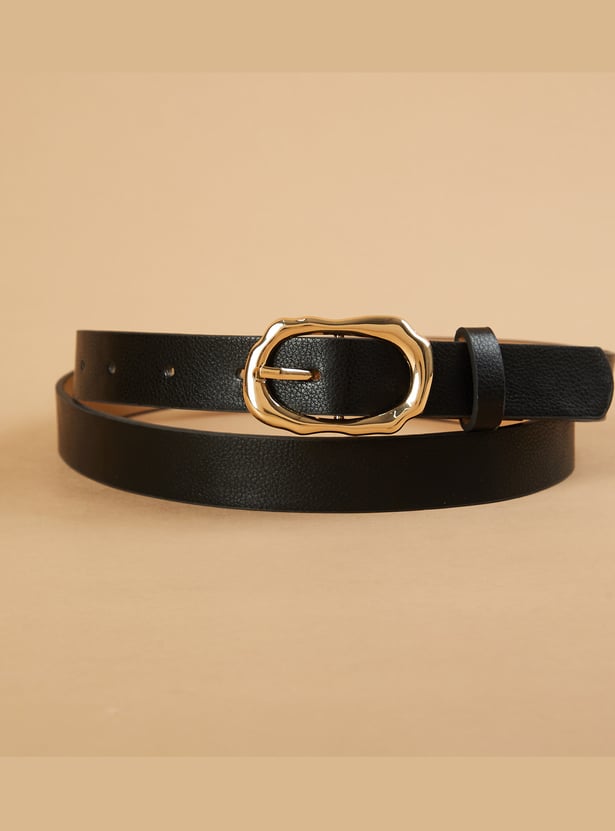 GINGER Solid Belt with Organic-Shaped Buckle